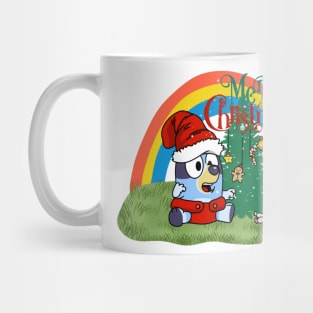 Vintage Happy Bluey On Christmas Rainbows Garden Mug